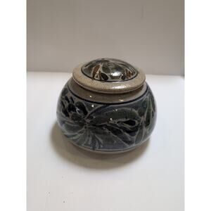Studio Art Stoneware Pottery Lidded Pot Signed
